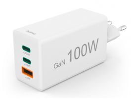 Hama Univerzális hálózati töltő, USB Type-A / Type-C, GAN, PD/QC, 100W, fehér (201997)